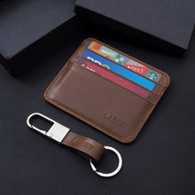 Load image into Gallery viewer, Slim Leather Card Case + Keyfob (6 cards - Ochre Brown)