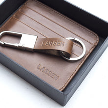 Load image into Gallery viewer, Slim Leather Card Case + Keyfob (6 cards - Ochre Brown)