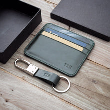 Load image into Gallery viewer, Slim Leather Card Case + Keyfob (6 cards - Ochre Brown)