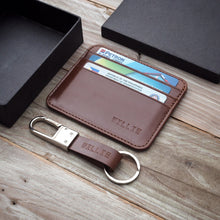 Load image into Gallery viewer, Slim Leather Card Case + Keyfob (6 cards - Ochre Brown)