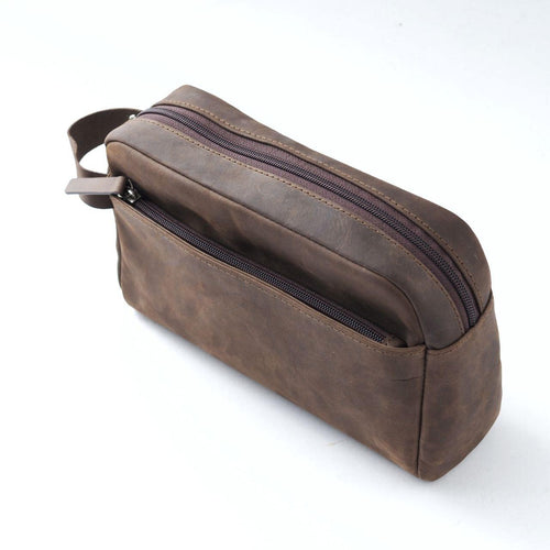 Men's Clutch Bag (Dark Brown Oily Pull-up)